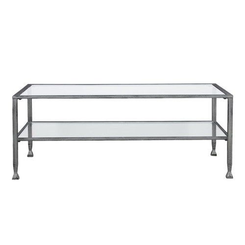 Southern Enterprises Jaymes Silver Rectangular Open Shelf Cocktail Table