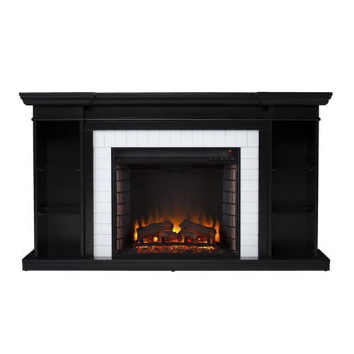 Southern Enterprises Henstinger Black Electric Fireplace with Bookcase