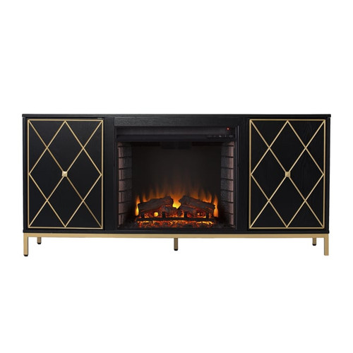 Southern Enterprises Marradi Black Electric Fireplace with Media Storage