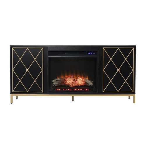Southern Enterprises Marradi Black Touch Screen Electric Fireplace with Media Storage