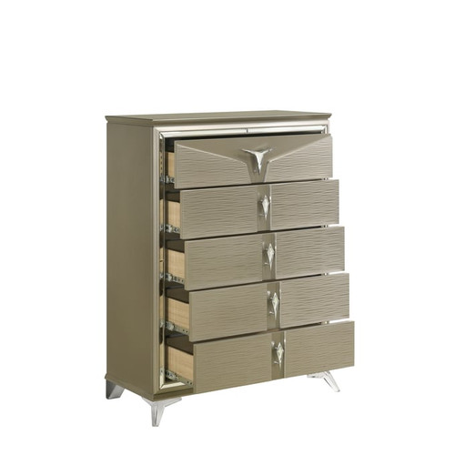 Galaxy Home Samantha Olive Silver 5 Drawer Chest