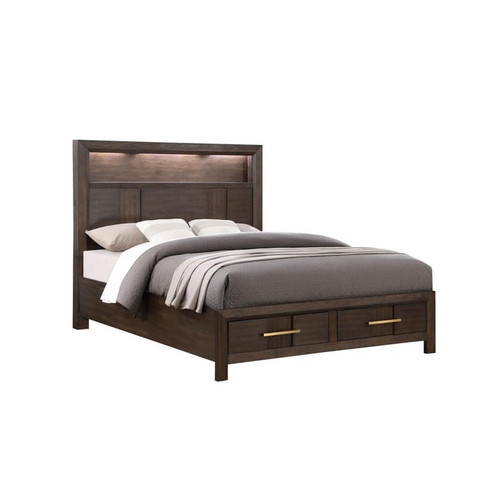 Galaxy Home Kenzo Brown 2pc Queen Bedroom Set with Bluetooth Speakers and USB Ports