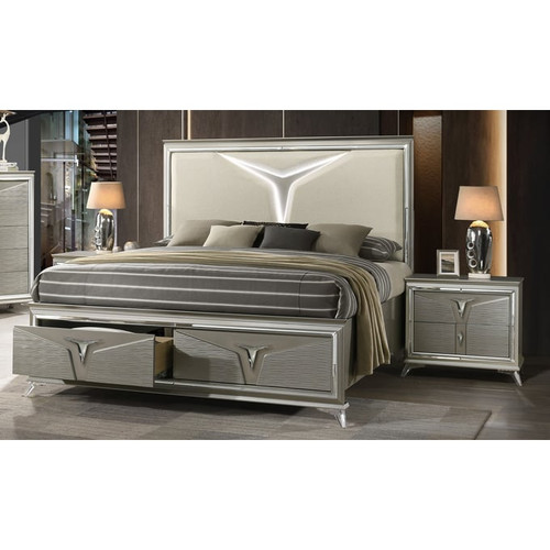 Galaxy Home Samantha Olive Silver 2pc King Bedroom Set