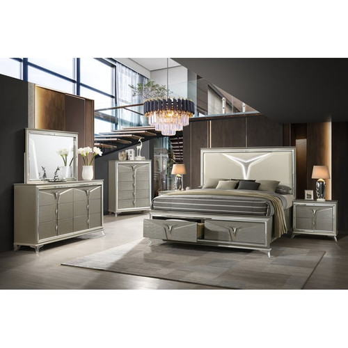 Galaxy Home Samantha Olive Silver 2pc King Bedroom Set