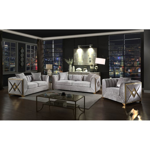 Galaxy Home Velencia Silver 3pc Living Room Set