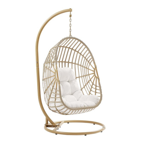 Modway Furniture Amalie Natural White Outdoor Patio Rattan Swing Chair