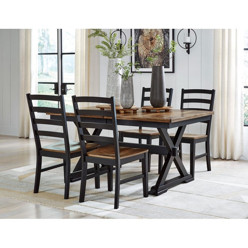 2 Ashley Furniture Wildenauer Brown Black Dining Side Chairs