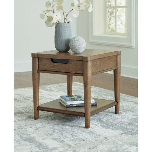 Ashley Furniture Roanhowe Brown Rectangular End Table