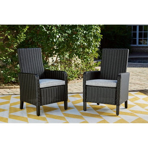 2 Ashley Furniture Beachcroft Black Light Gray Arm Chairs