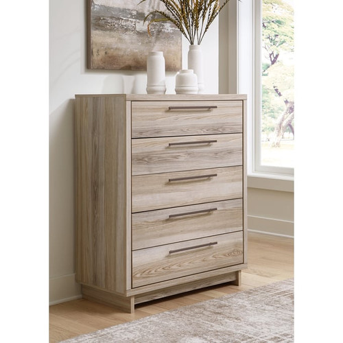 Ashley Furniture Hasbrick Tan Five Drawer Wide Chest