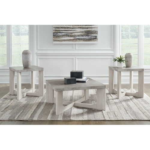 Ashley Furniture Garnilly Whitewash 3pc Occasional Table Set