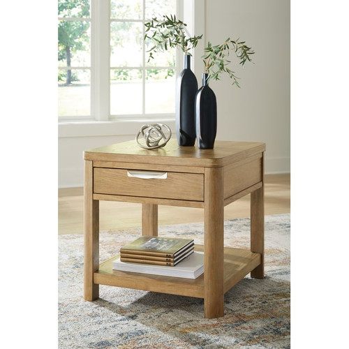 Ashley Furniture Rencott Light Brown Rectangular End Table