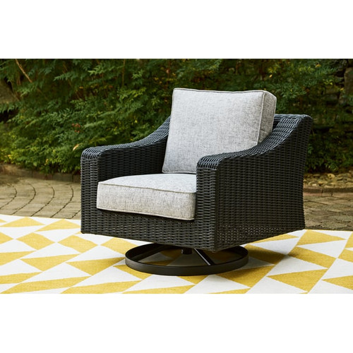Ashley Furniture Beachcroft Black Light Gray Swivel Lounge Chair