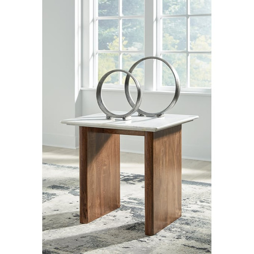 Ashley Furniture Isanti Light Brown White Rectangular End Table