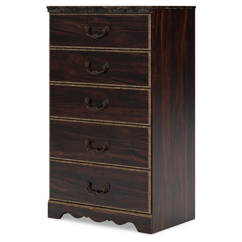 Ashley Furniture Glosmount Reddish Brown Five Drawer Chest