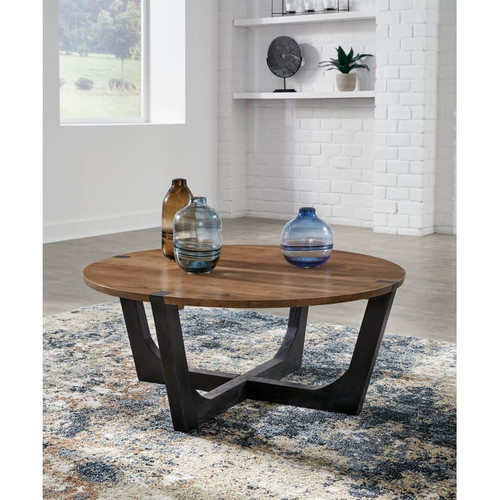 Ashley Furniture Hanneforth Brown Round Cocktail Table