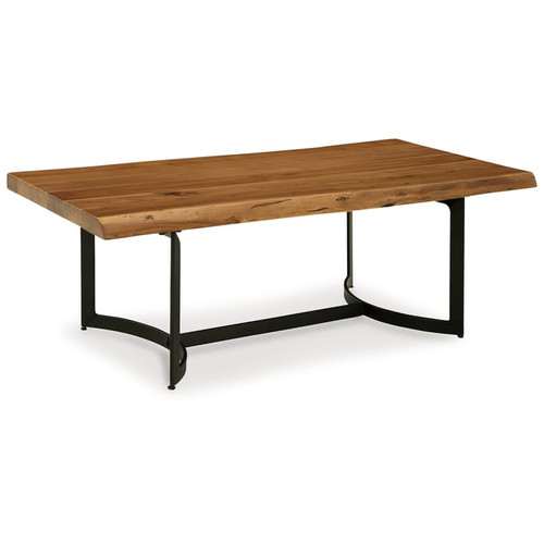 Ashley Furniture Fortmaine Brown Black Rectangular Cocktail Table