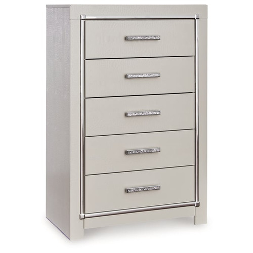 Ashley Furniture Zyniden Silver Five Drawer Chest