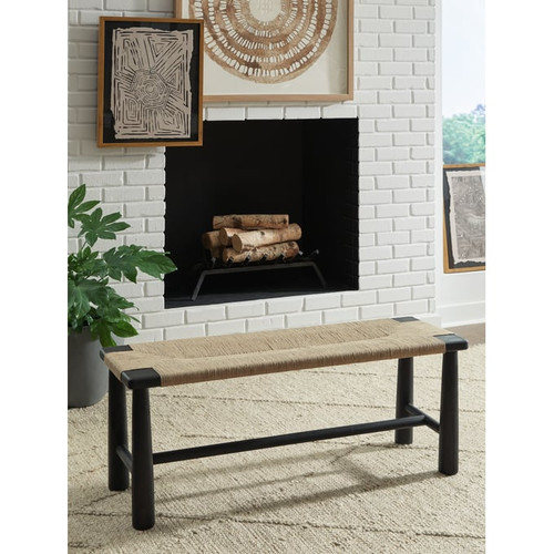 Ashley Furniture Acerman Black Natural Accent Bench