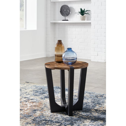 Ashley Furniture Hanneforth Brown Round End Table