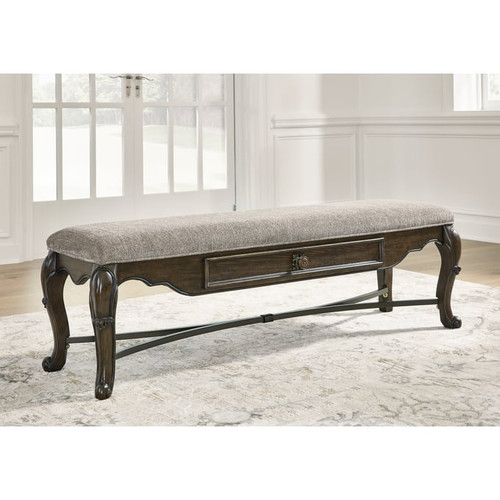 Ashley Furniture Maylee Dark Brown Upholstered Storage Bench