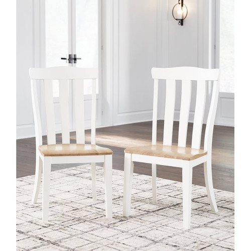 2 Ashley Furniture Ashbryn White Natural Dining Side Chairs