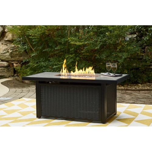 Ashley Furniture Beachcroft Black Light Gray Rectangular Fire Pit Table