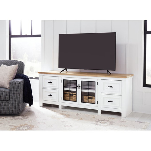 Ashley Furniture Ashbryn White Natural Extra Large TV Stand