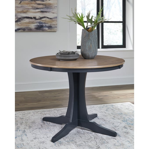 Ashley Furniture Landocken Brown Blue Round Dining Table