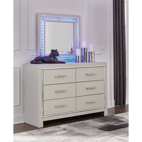 Ashley Furniture Zyniden Silver Dresser And Mirror