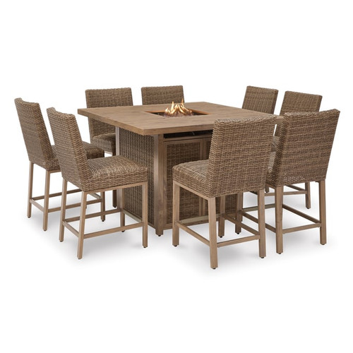 Ashley Furniture Walton Bridge Driftwood 9pc Outdoor Dining Set