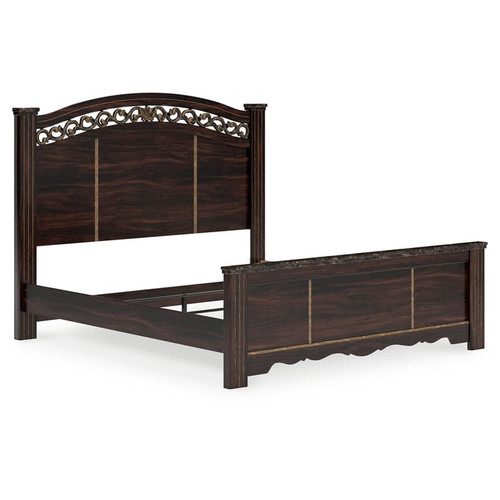 Ashley Furniture Glosmount Reddish Brown 2pc Bedroom Set With King Poster Bed
