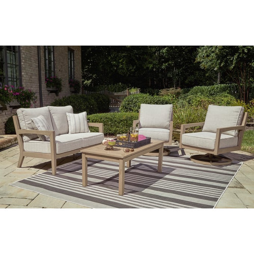 Ashley Furniture Hallow Creek Driftwood 4pc Outdoor Seating Set With Loveseat