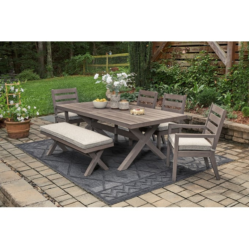 Ashley Furniture Hillside Barn Gray Brown 6pc Outdoor Dining Set