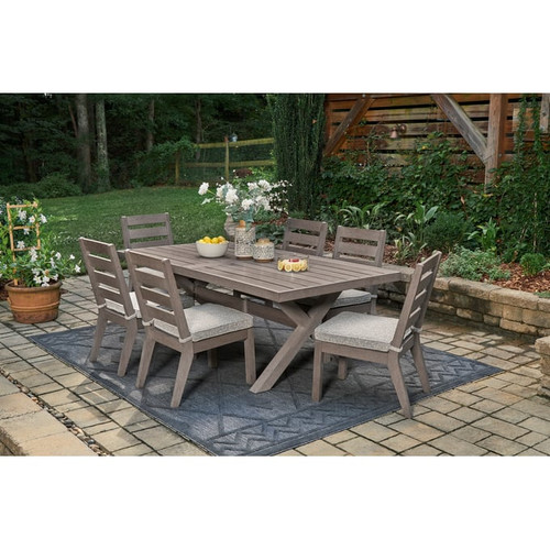 Ashley Furniture Hillside Barn Gray Brown 7pc Outdoor Dining Set With Armless Chair