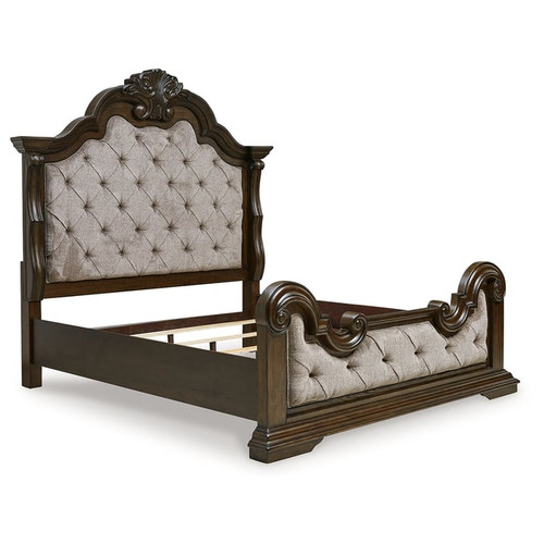 Ashley Furniture Maylee Dark Brown King Upholstered Bed