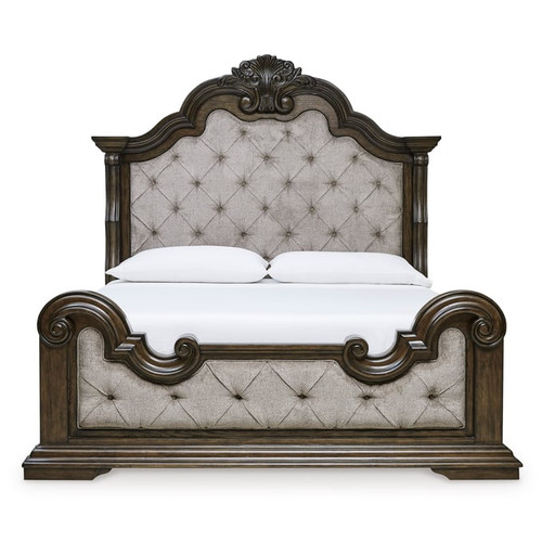 Ashley Furniture Maylee Dark Brown Queen Upholstered Bed