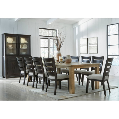 Ashley Furniture Galliden Black Light Brown 11pc Dining Room Set With Side Chairs