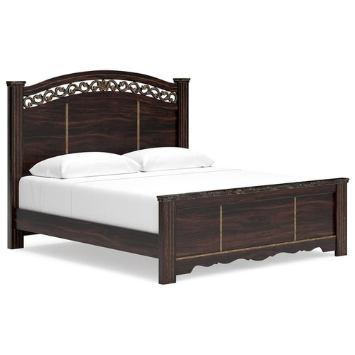 Ashley Furniture Glosmount Reddish Brown King Poster Bed