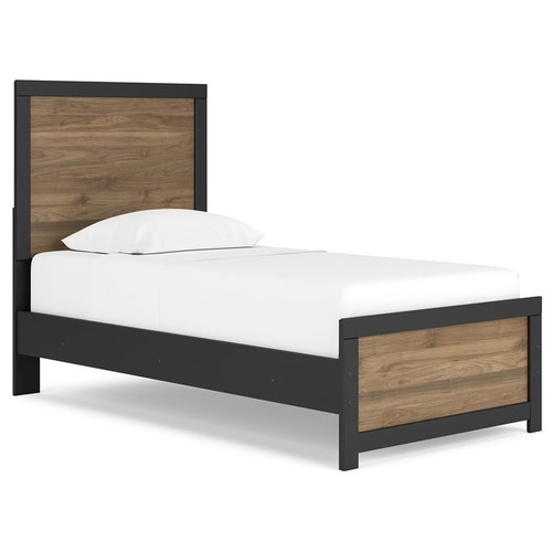 Ashley Furniture Vertani Black Honey Brown Twin Panel Bed