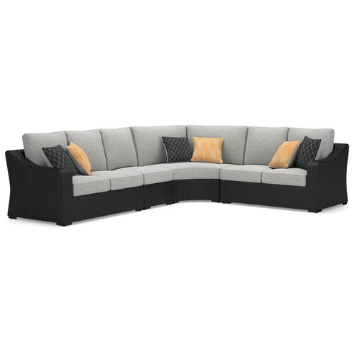 Ashley Furniture Beachcroft Black Light Gray 4pc Outdoor Sectional