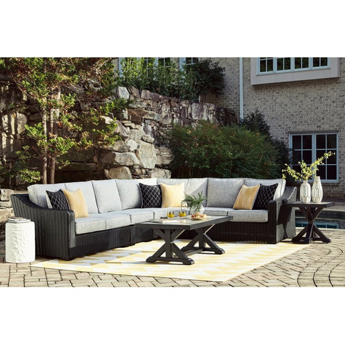 Ashley Furniture Beachcroft Black Light Gray 4pc Outdoor Sectional