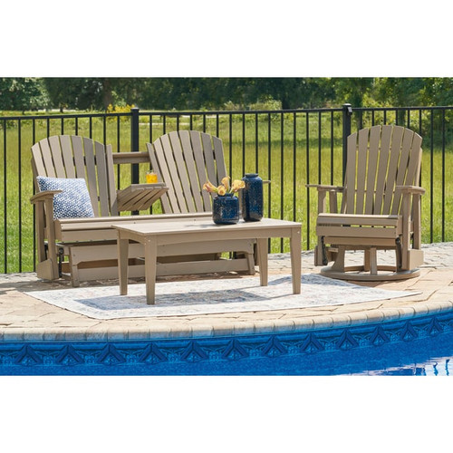 Ashley Furniture Hyland Wave Driftwood 3pc Outdoor Seating Set