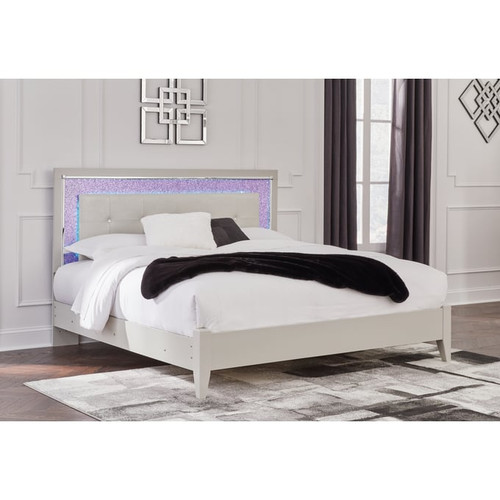 Ashley Furniture Zyniden Silver King Upholstered Panel Bed