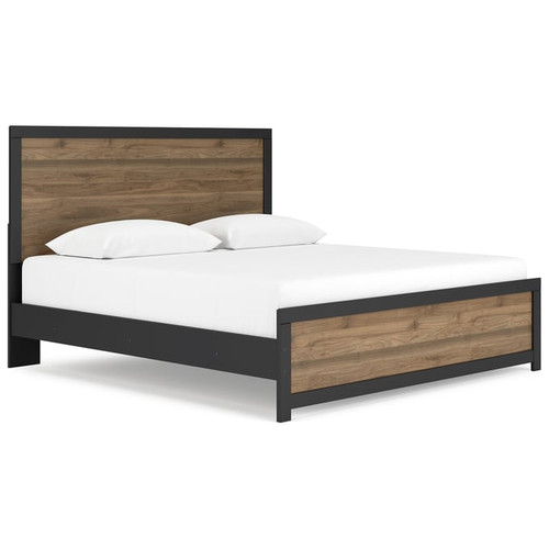 Ashley Furniture Vertani Black Honey Brown King Panel Bed