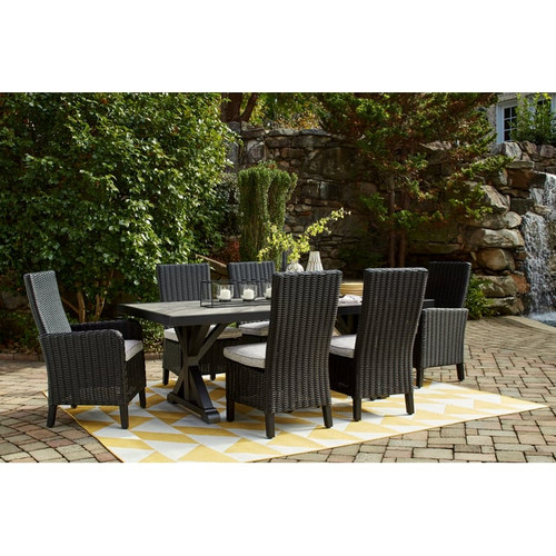 Ashley Furniture Beachcroft Black Light Gray 7pc Outdoor Dining Set