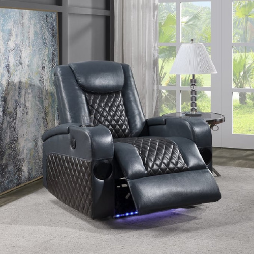 Acme Furniture Alair Blue Black Power Motion Recliners With Bluetooth
