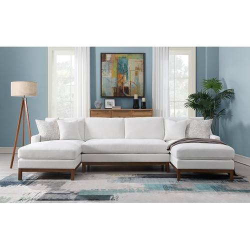Acme Furniture Valiant Ivory Sectional Sofa with 4 Pillows