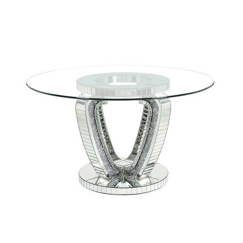 Acme Furniture Noralie Mirrored Round Dining Table