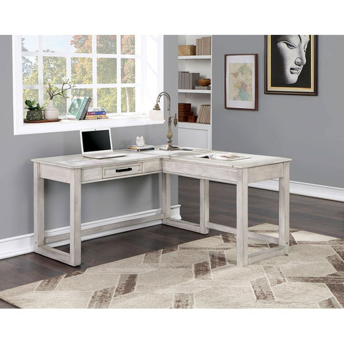 Furniture of America Galarga Antique White Lift Top Corner Desk